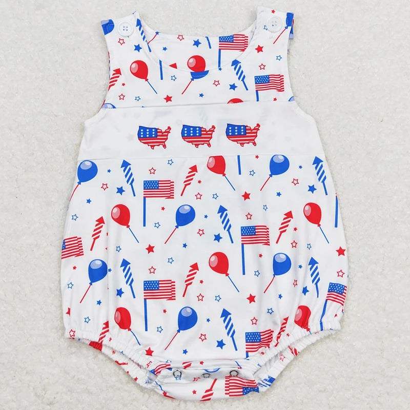 Patriotic Pretty-In-Print Rompers