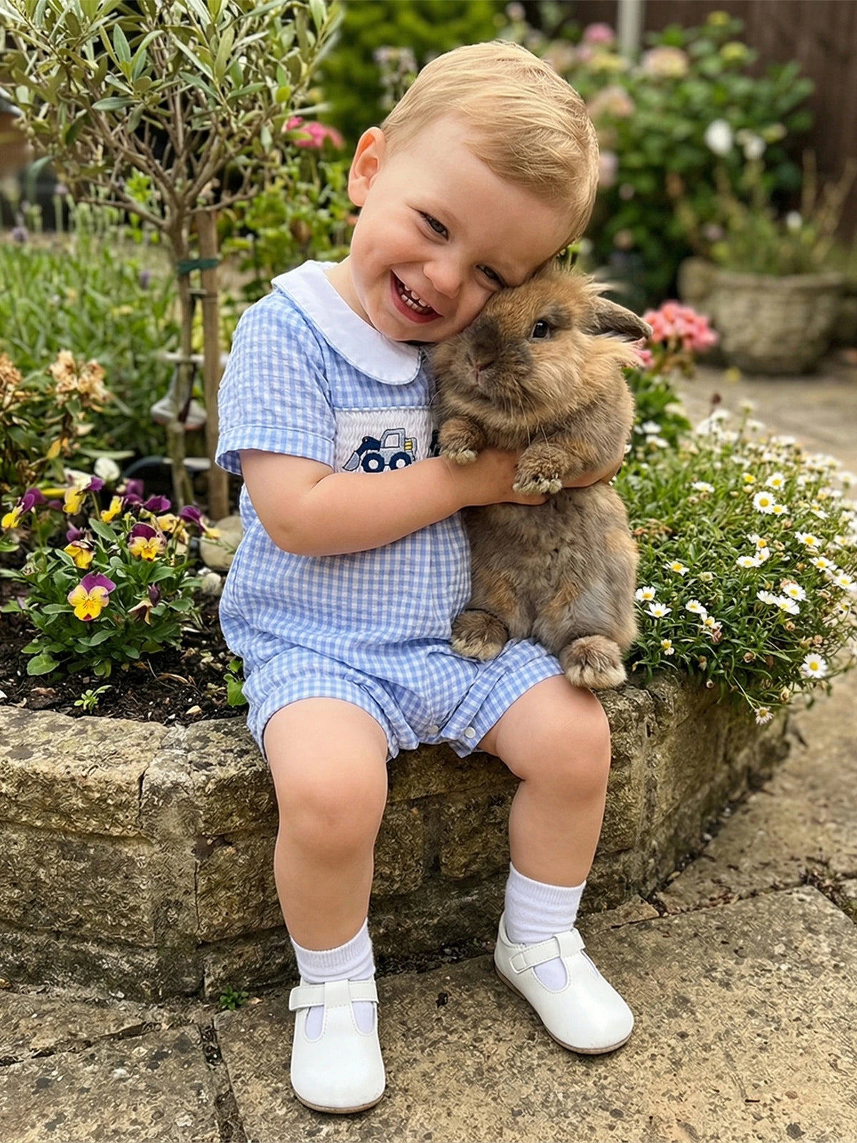 Smocked Cuties Seersucker Rompers Embroidered In 2 Kid-Worthy Designs - The Palm Beach Baby Estimated 13 - 20 Day Shipping