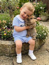 Smocked Cuties Seersucker Rompers Embroidered In 2 Kid-Worthy Designs - The Palm Beach Baby Estimated 13 - 20 Day Shipping