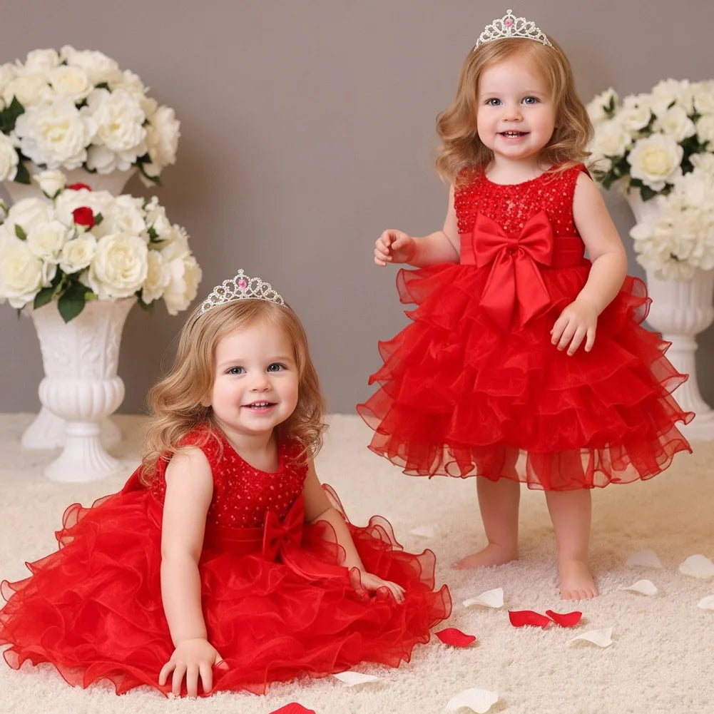 Magdeline Elegant Beaded Special Occasion Dress with Bow - 4 Color Options
