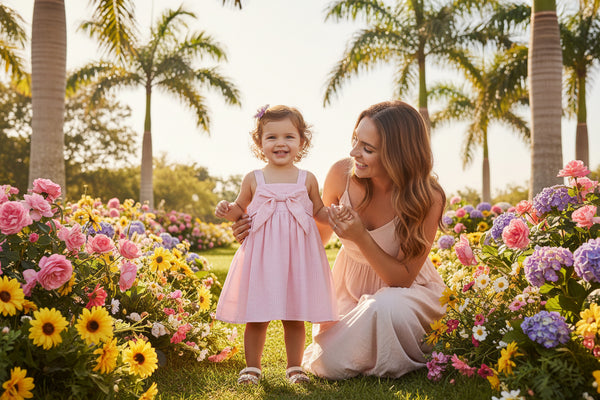 'Violet' Adorable Bow Toddler Summer Dress -A-Line Design - The Palm Beach Baby Estimated 12 - 18 Day Shipping