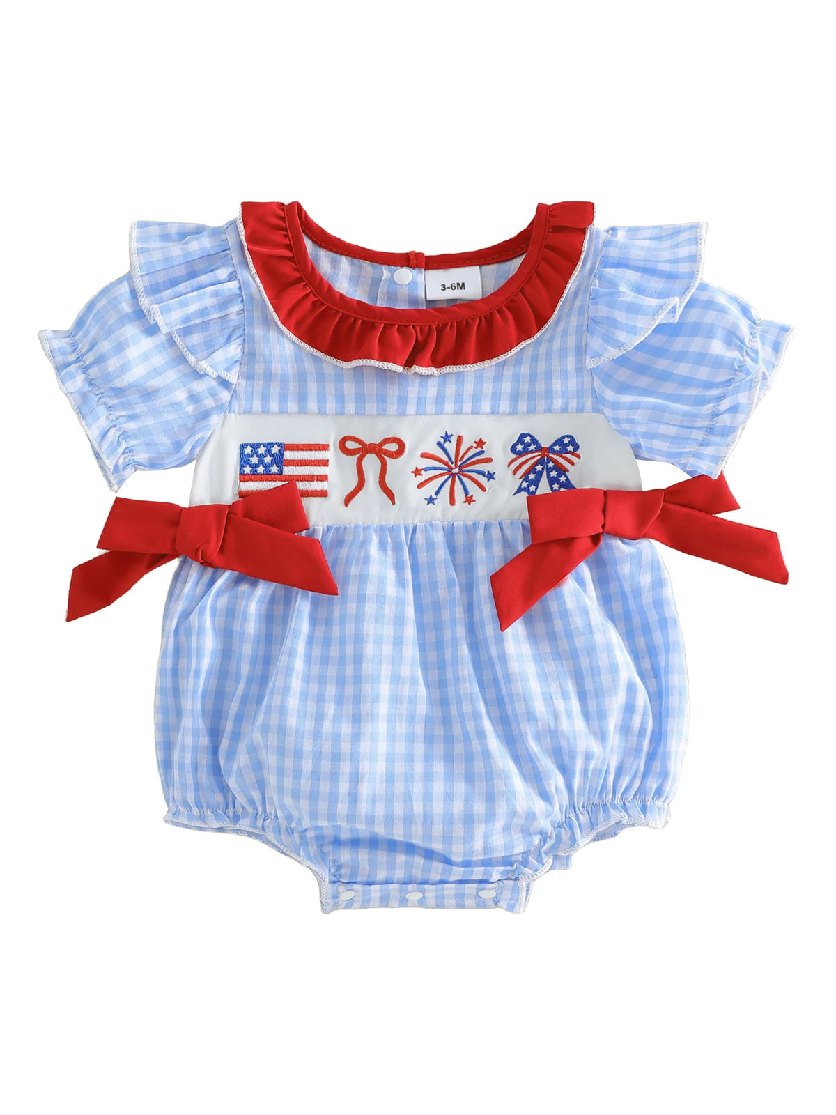 Red, White, Blue, and Frills Patriotic Little Girls Romper - The Palm Beach Baby Estimated 10 - 18 Day Shipping