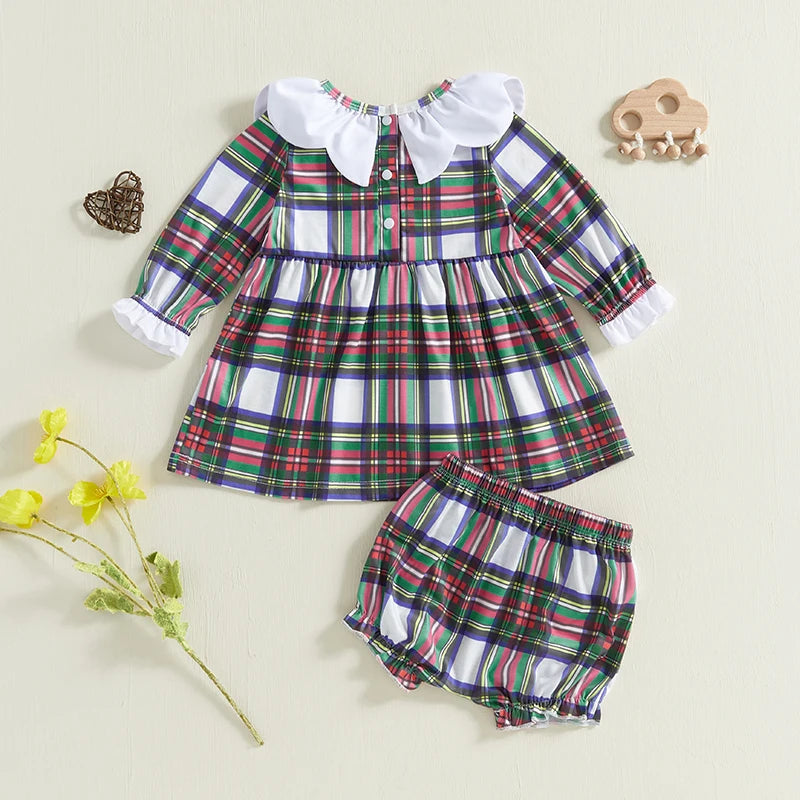 Holly Frilly Plaid Bloomer Dress Set
