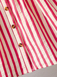 Summer Petal Collar Dress For Little Girls - Seersucker Stripes - The Palm Beach Baby Estimated 12 -21 Day Shipping