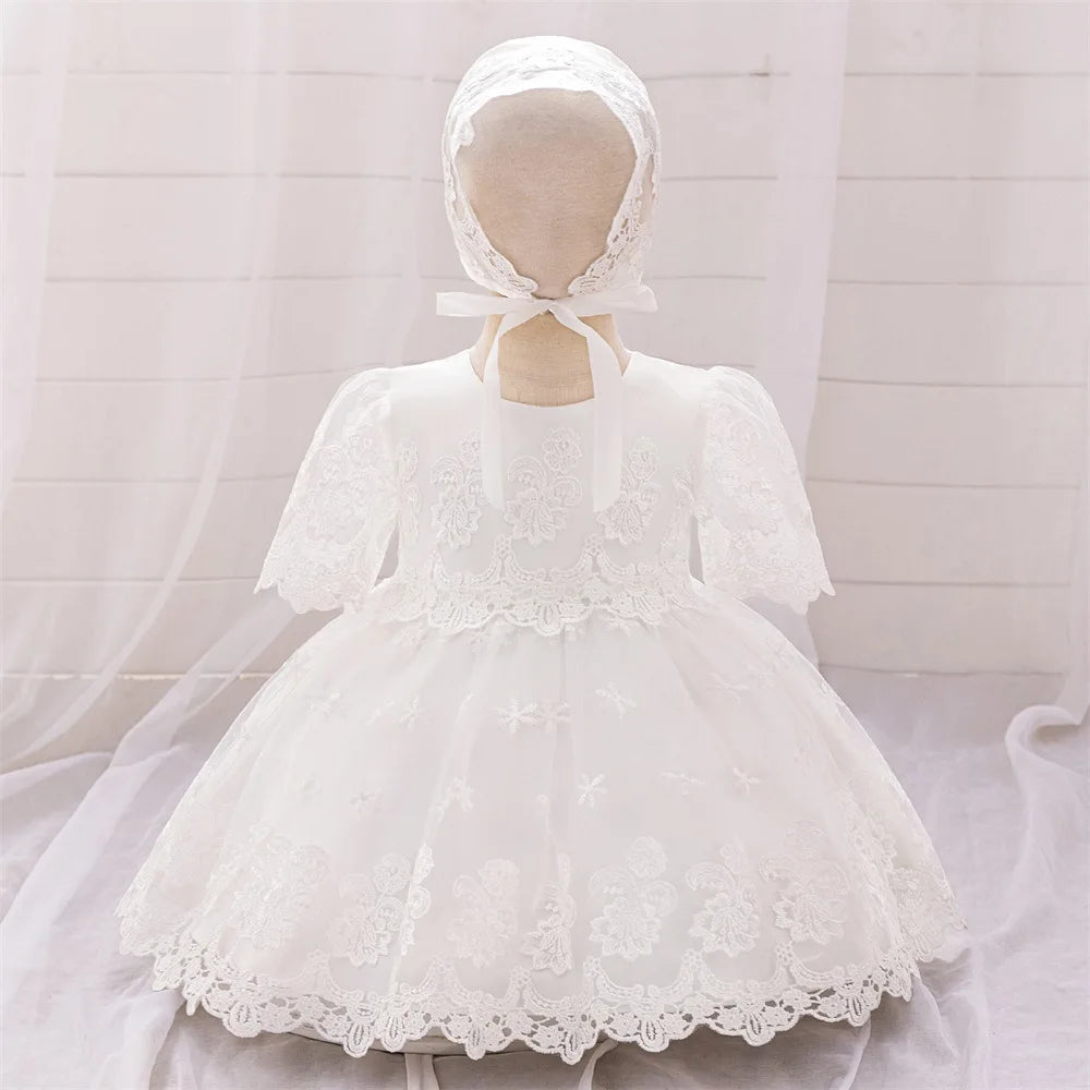 Emma-Marie Lace Baby Dress with Matching Hat for Special Occasion - The Palm Beach Baby Estimated 12 - 20 Day Shipping