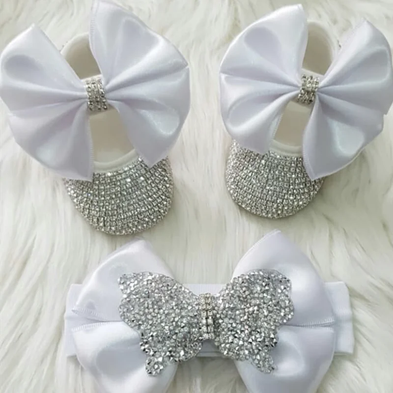 Luxurious Shoe and Headpiece Set - Butterfly White