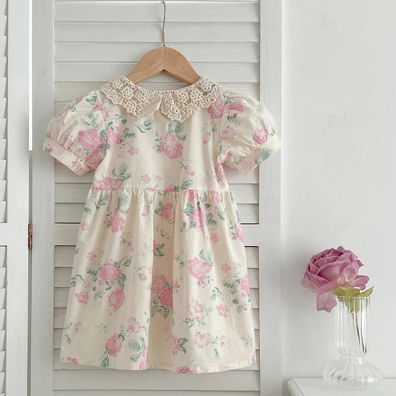 Sweet Celina Polly Pink Floral Lace Collared Dress - The Palm Beach Baby Estimated 15 - 20 Shipping