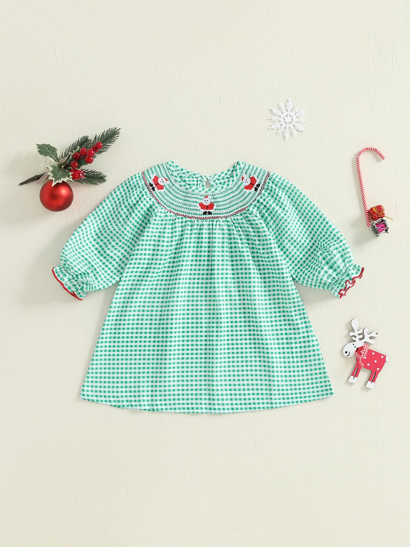 Adorable Santa Rudy Reindeer Smocked Dress - 2  Holiday Colors