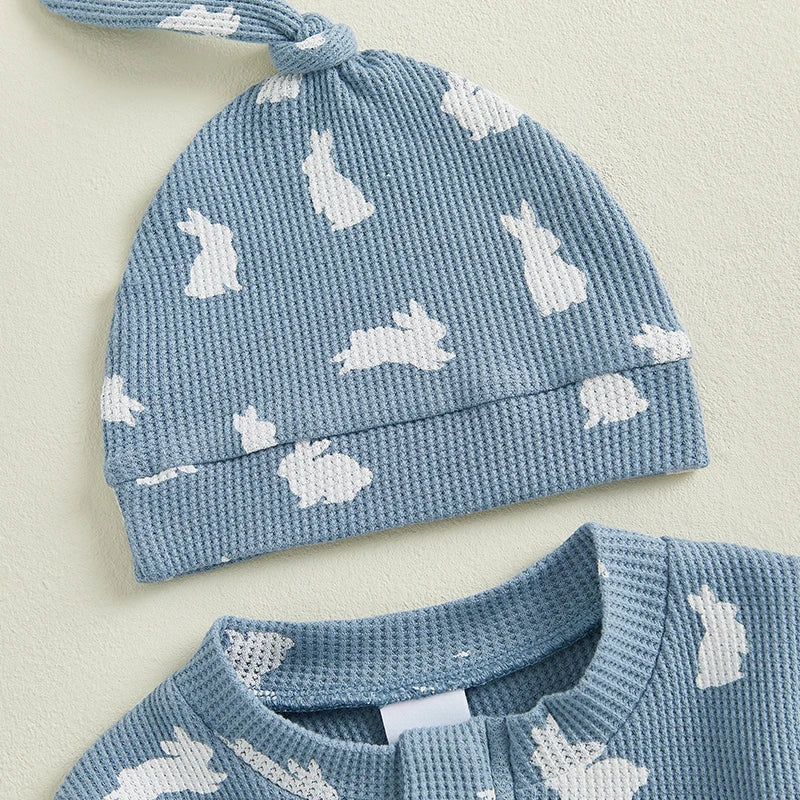 "Bunny Honey" Blue 2 PC Romper Set