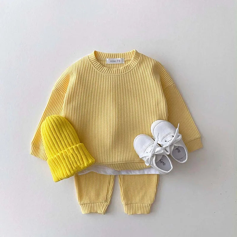 Bryce 2 Piece Childrens Fashionable Waffle Knit Set - 6 Trendsetting Colors - The Palm Beach Baby Esrimated 13-19 Day Shipping