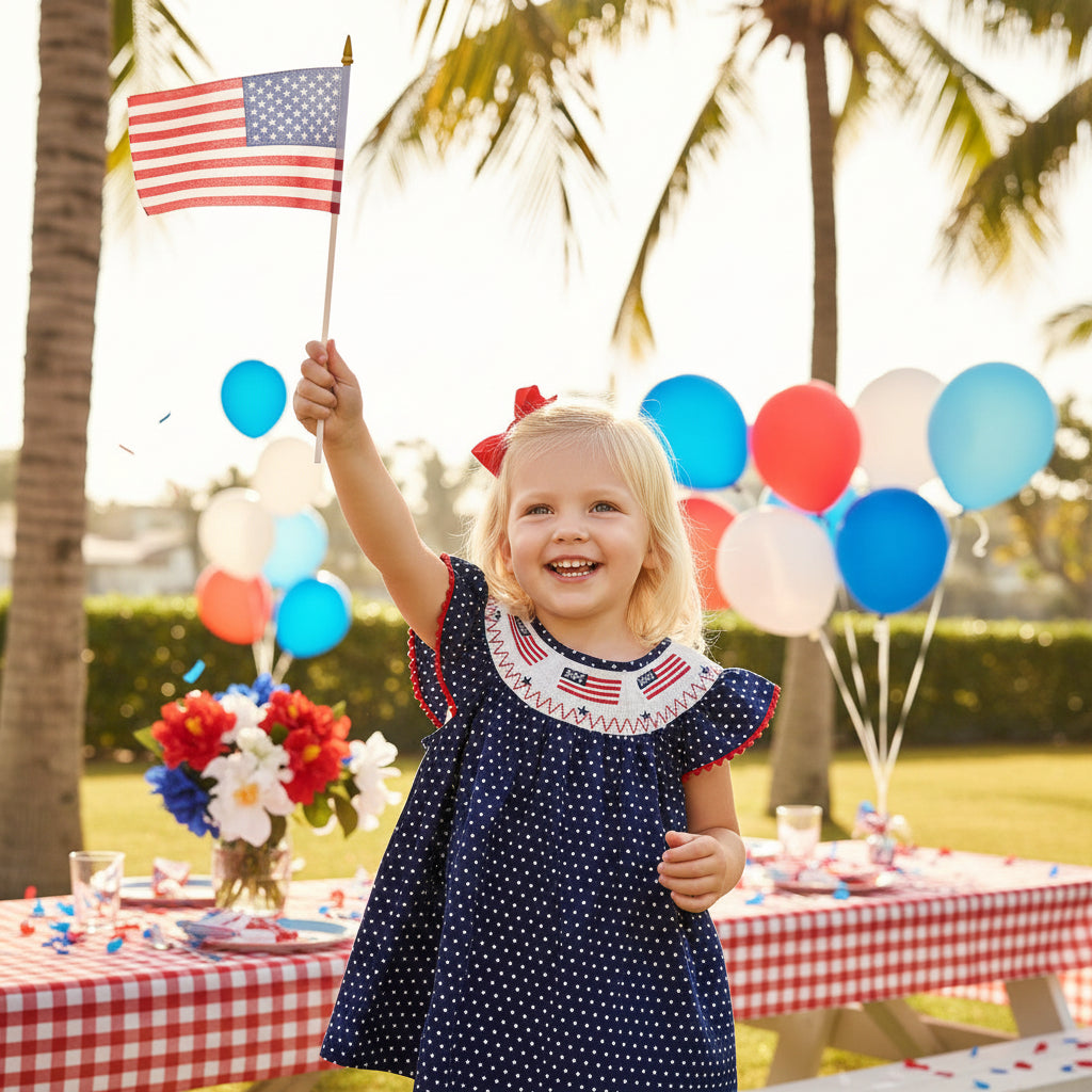 Pamela Patriotic A-Line Cute Summer Dress for Girls The Palm Beach Baby Pamela Patriotic A-Line Cute Summer Dress for Girls The Palm Beach Baby