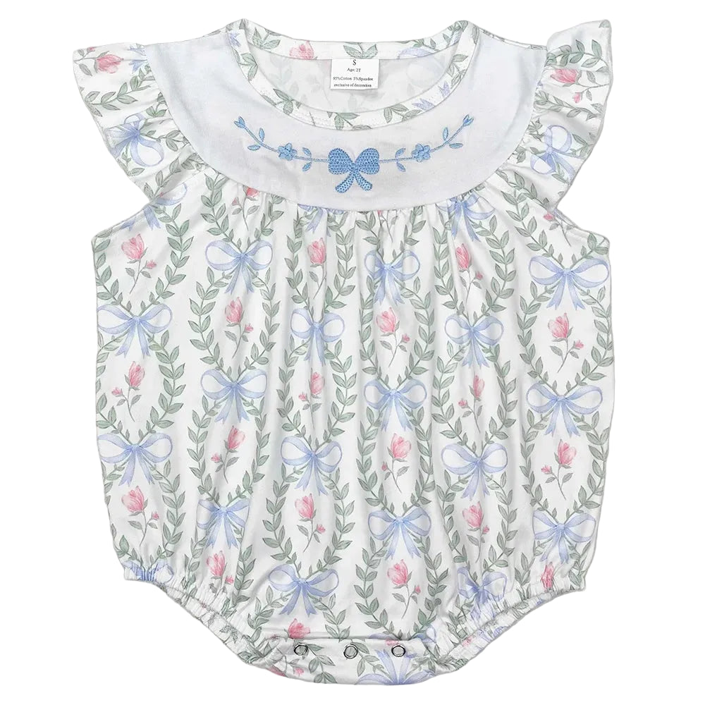 Vivacious Frills Baby Rompers for Girls - Cute Bows & Playful Frills - The Palm Beach Baby Estimated 14 - 20 Day Shipping