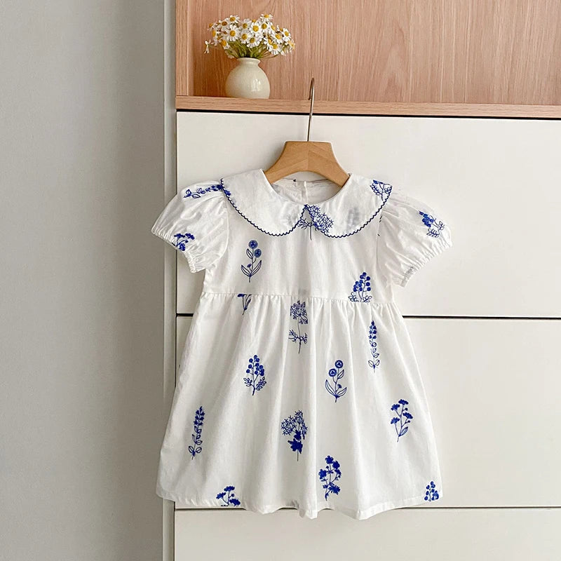 Bleu Fleurs Peter Pan Collared Girls Summer Frock - The Palm Beach Baby Estimated 12 - 20 Day Shipping