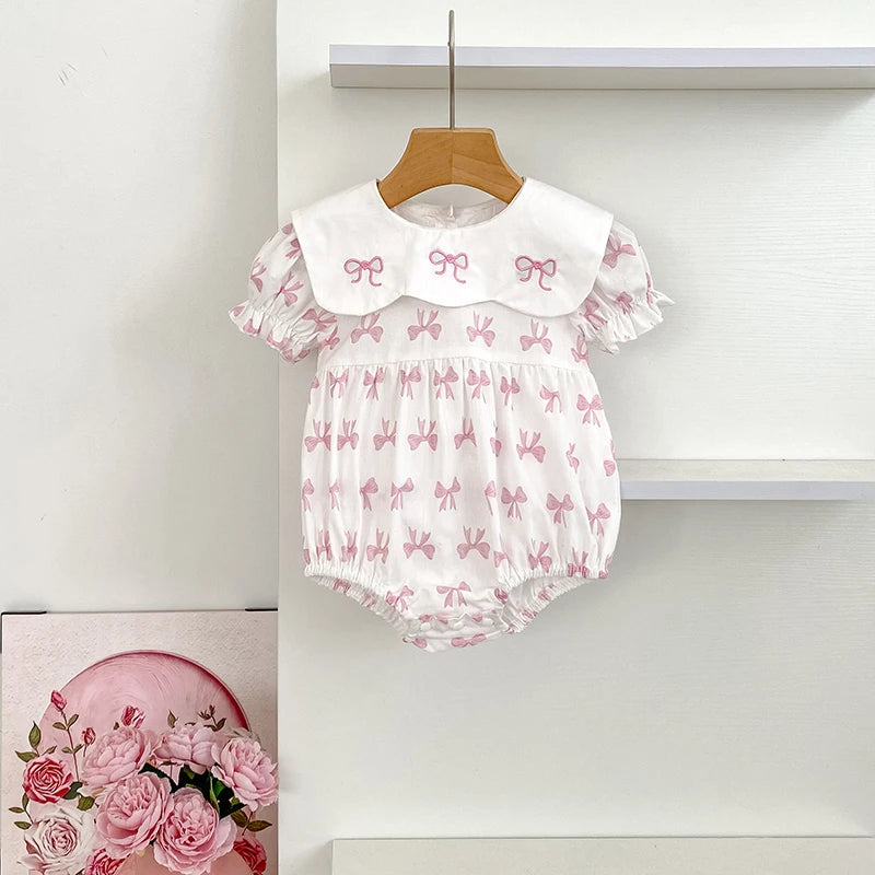 Bow Baby Bubble - Sweet Lace Collar - 3 to 24 Months