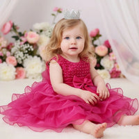 Magdeline Elegant Beaded Special Occasion Dress with Bow - 4 Color Options