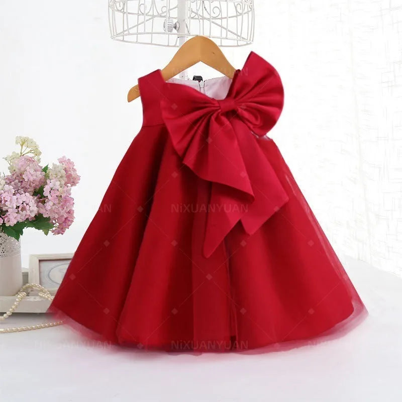 "Mari" Elegant Dress With Big Bow - 2-10 Years - 4 Colors