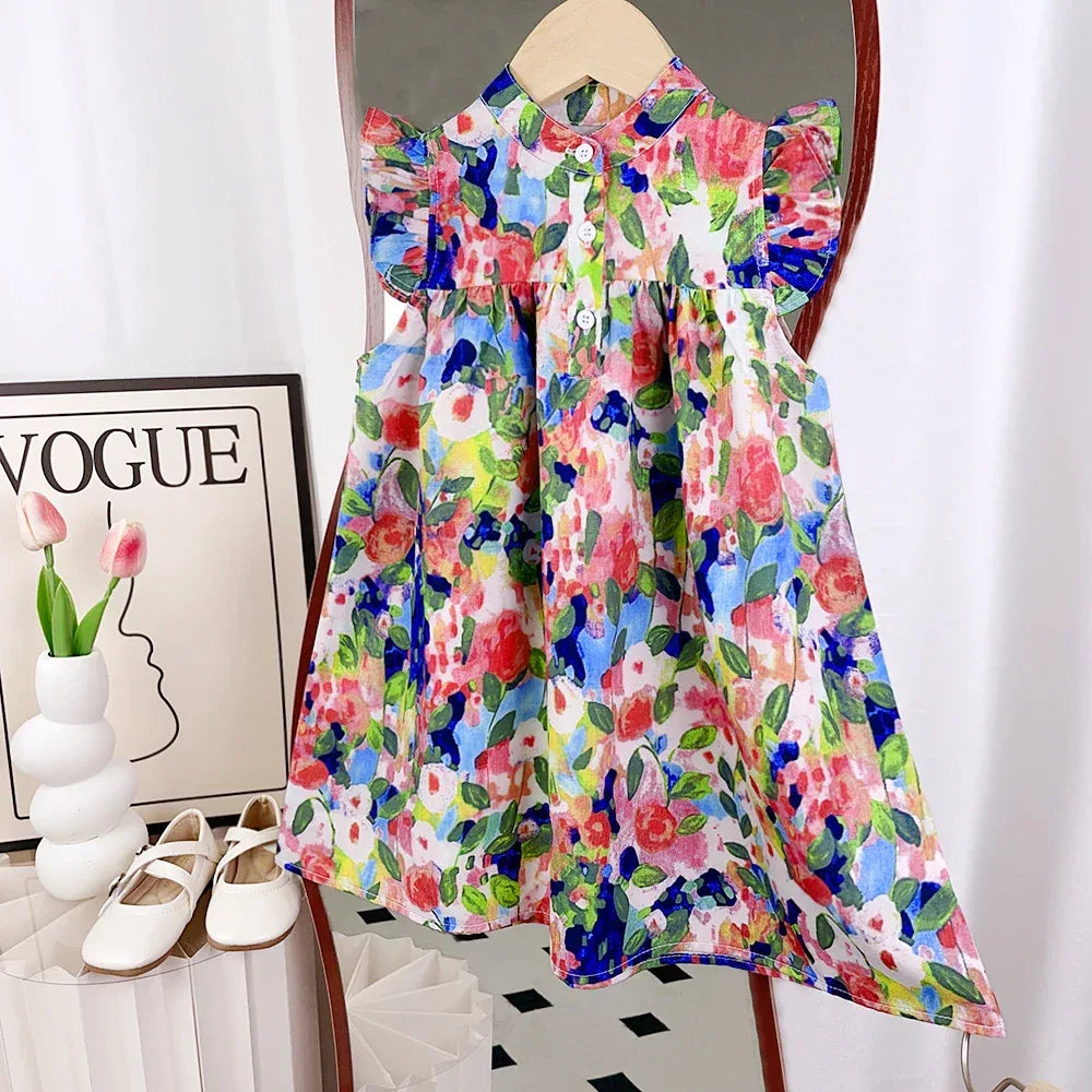 "Tiptoe Through The Flowers" Girls Floral Party Dress - The Palm Beach Baby