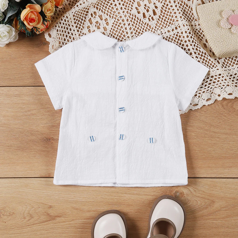 "Hamilton"  Boys Short-Sleeved Smocked Shorts Set
