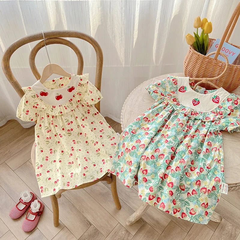 "Strawberry Patch" Print Girls Dress