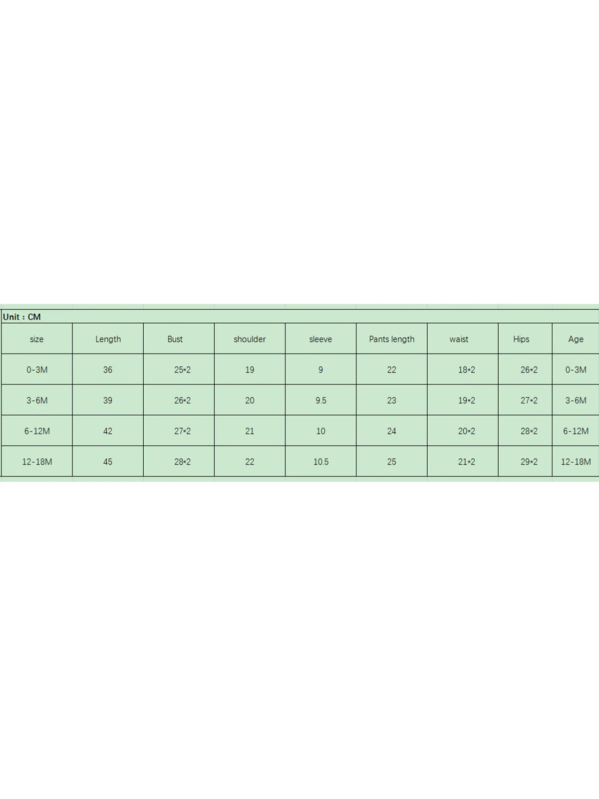 Size chart for Carlton Check Romper and Shorts Outfit with age-based measurements (0-3M to 12-18M)