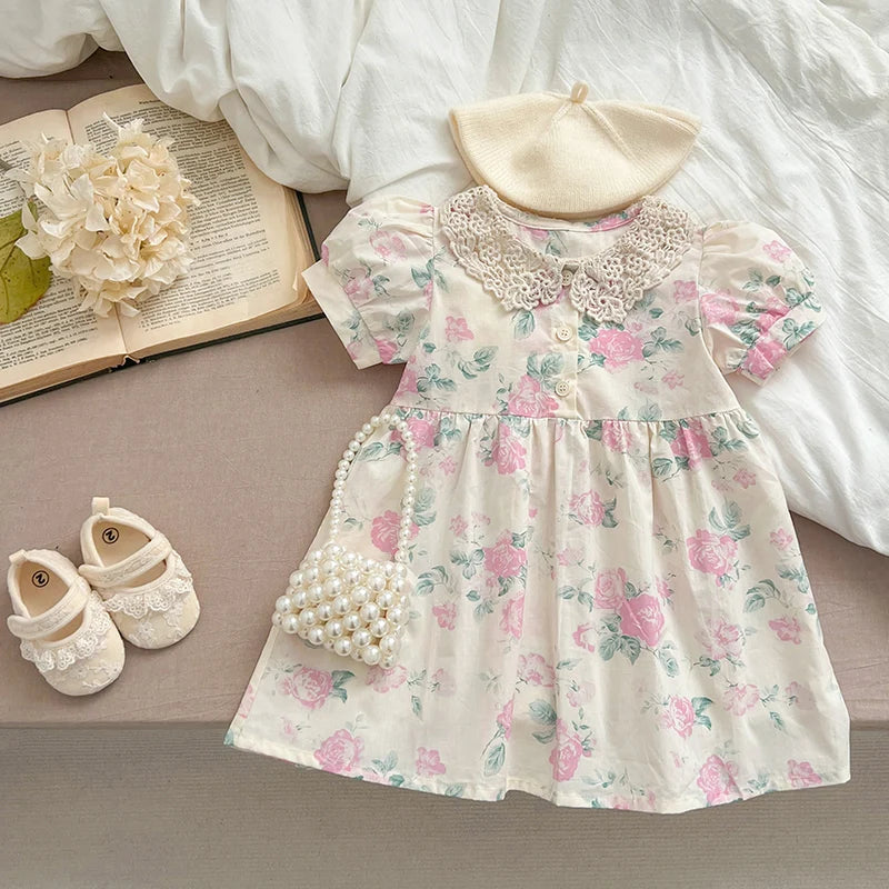 Sweet Celina Polly Pink Floral Lace Collared Dress - The Palm Beach Baby Estimated 15 - 20 Shipping