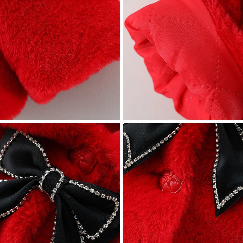 Barbara Ann Chic Faux Fur Coat - Sparkly Accents
