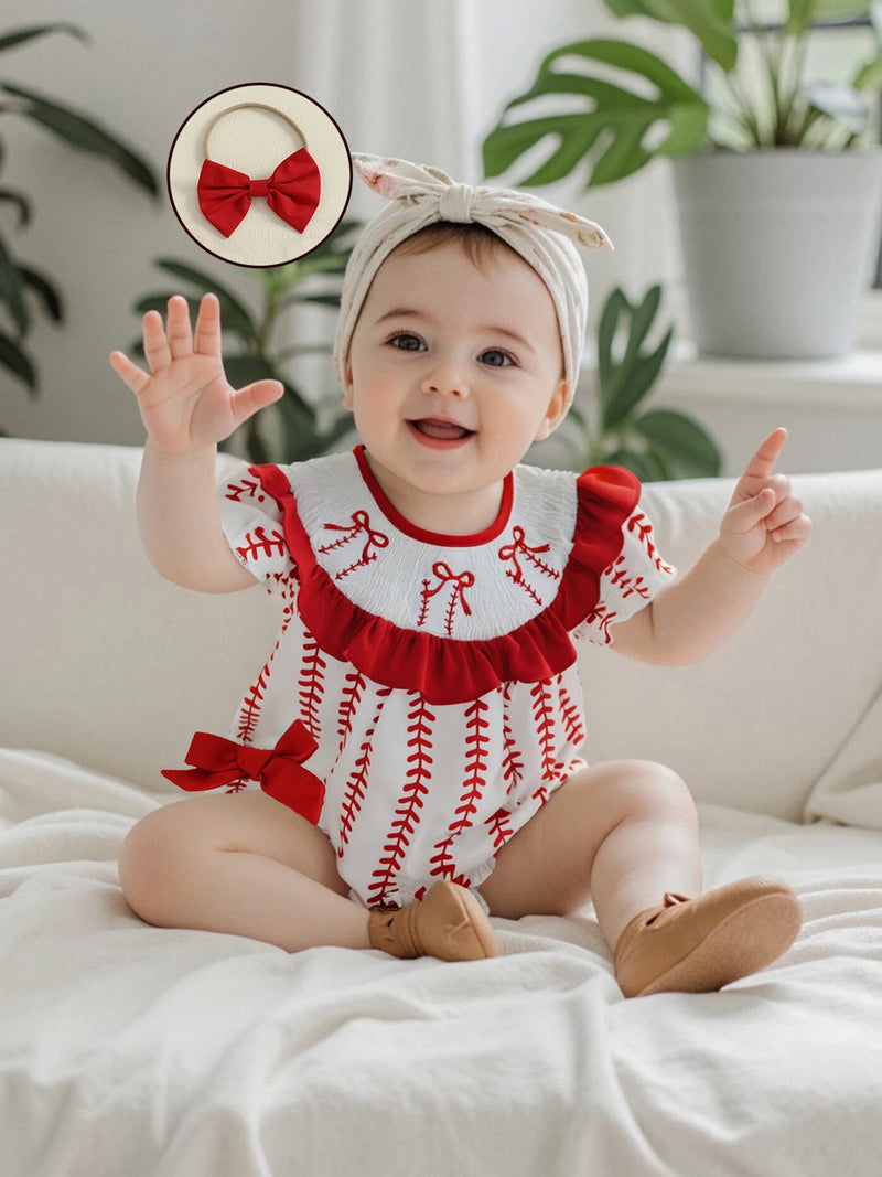 "Baseball Cutie" Themed Ruffles & Bows Bubble
