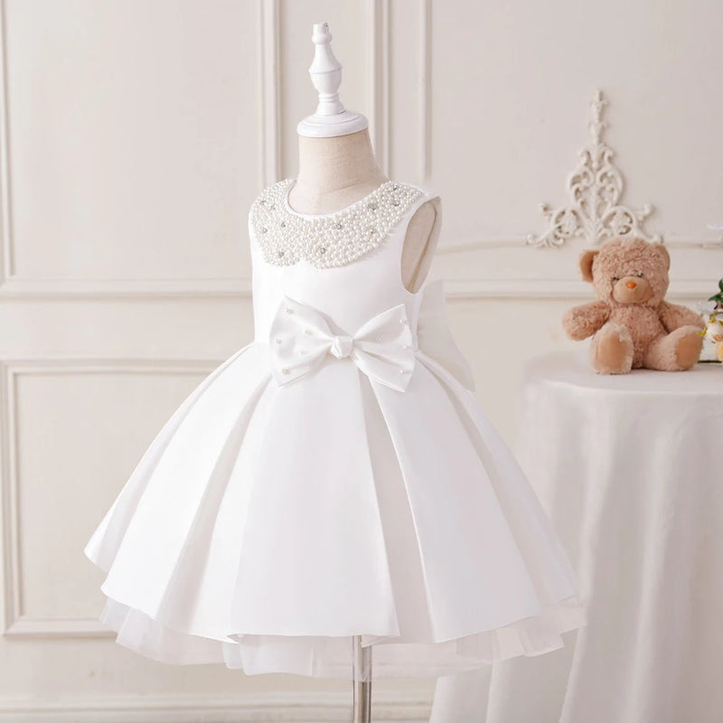 "Emery" Elegant Beaded White Occasion Dress