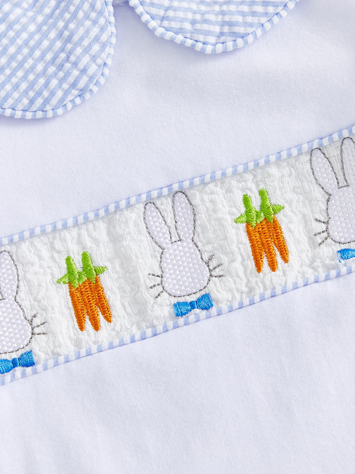 Hoppin' Great Time Seersucker Easter Bunny 2 PC Outfit - Embroidered Top - The Palm Beach Baby Estimated 12 - 20 Day Shipping