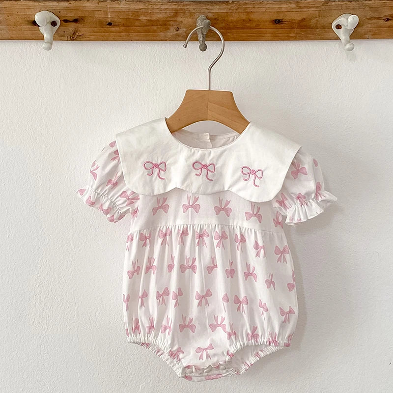 Bow Baby Bubble - Sweet Lace Collar - 3 to 24 Months
