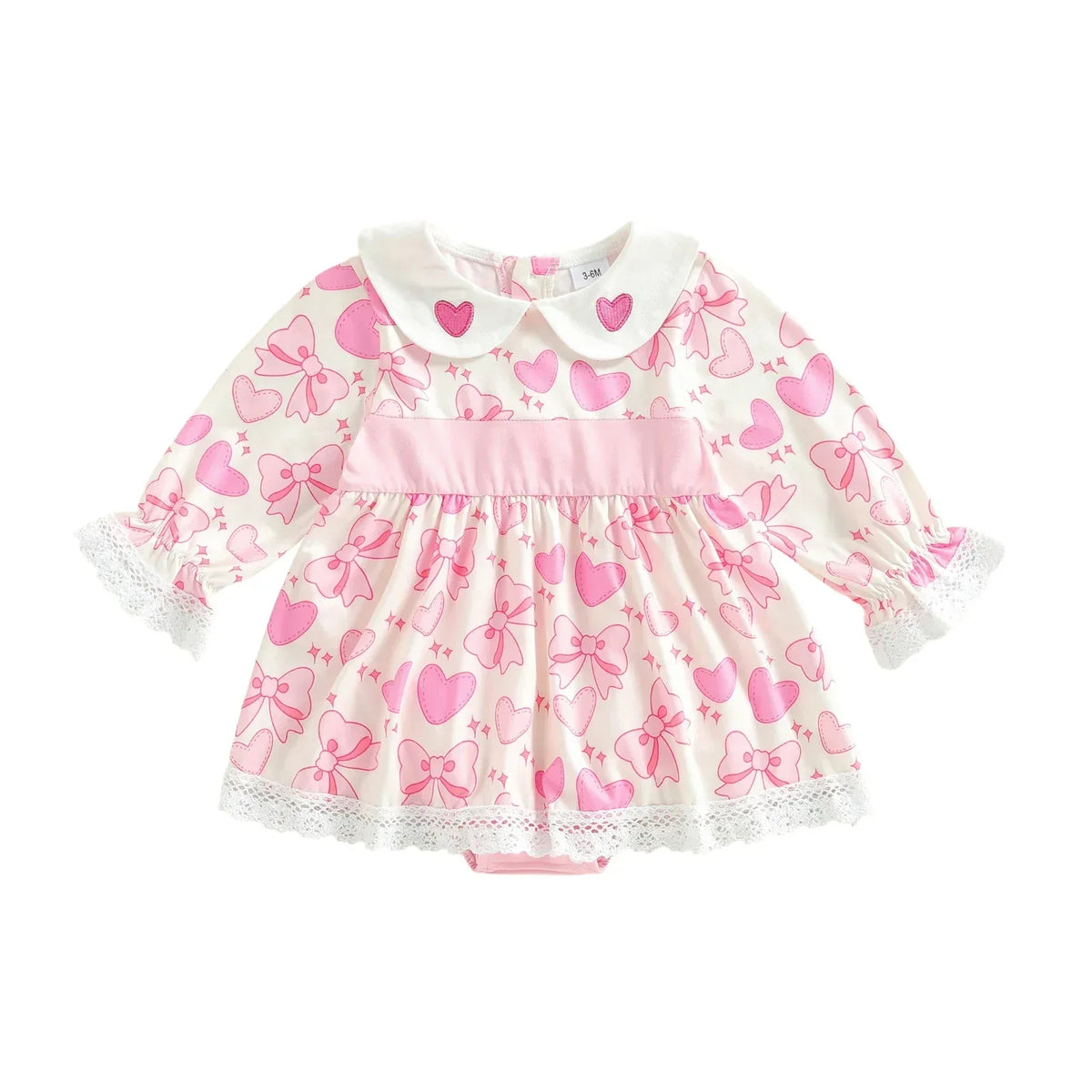 Little Hearts Baby Girl Heart Print Dress with Lace Trim - The Palm Beach Baby