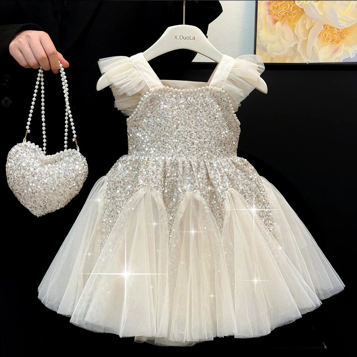 Natasha Shimmering Sequined Party Dress for Girls