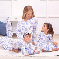 Baby Girl Toile de Jouy Bamboo Zipper Romper - Mommy and Me - The Palm Beach Baby