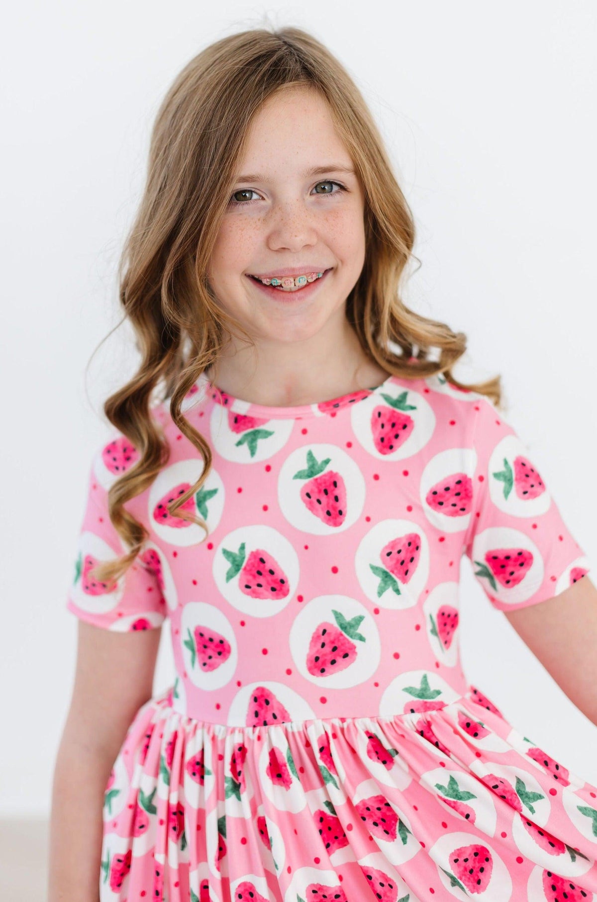 Strawberry Fields Short Sleeve Pocket Twirl Dress for Girls - The Palm Beach Baby Mila & Rose ®