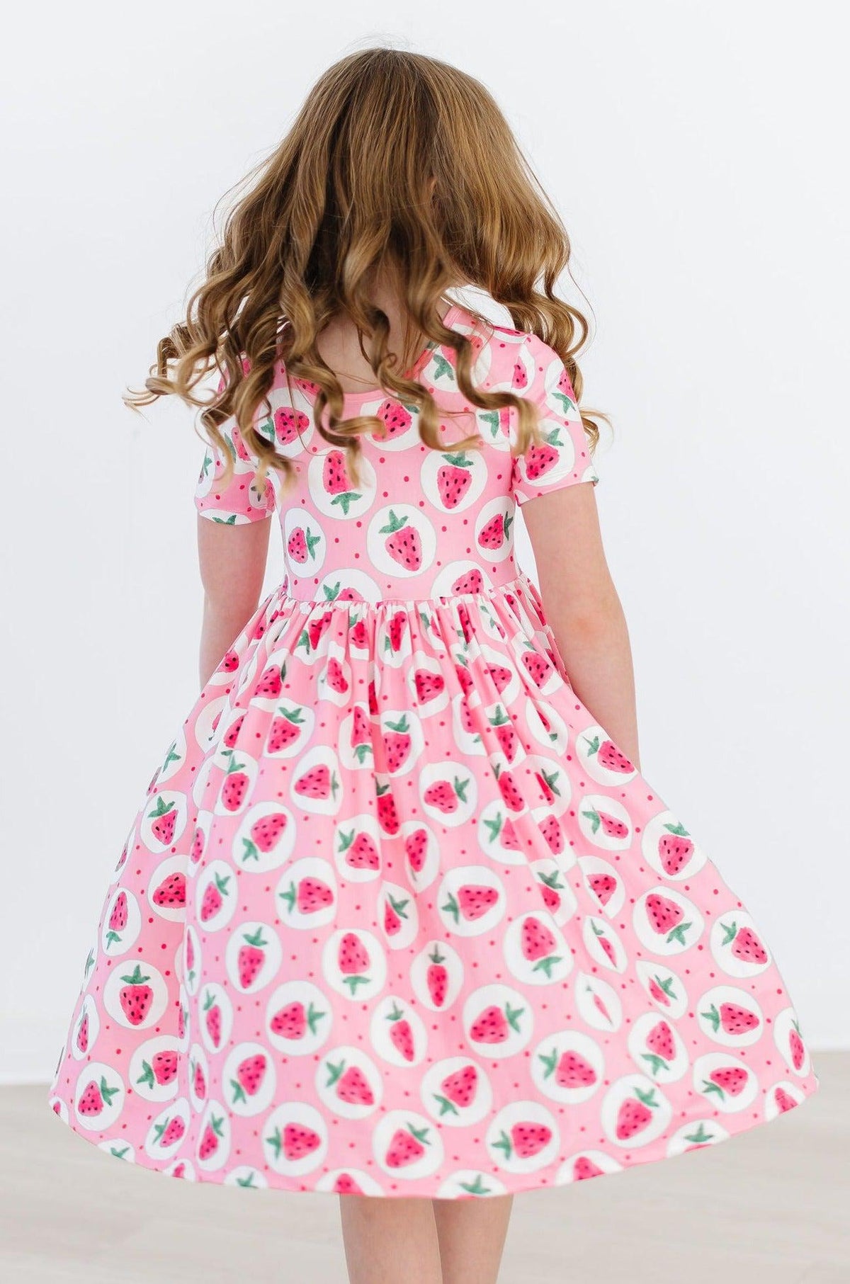 Strawberry Fields Short Sleeve Pocket Twirl Dress for Girls - The Palm Beach Baby Mila & Rose ®