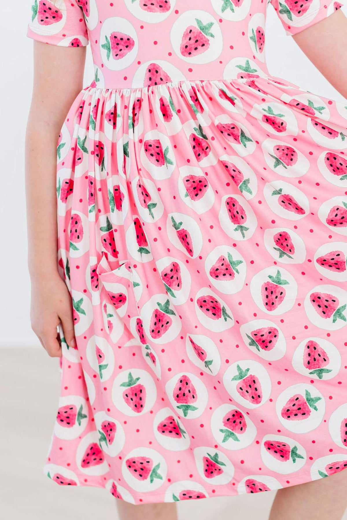 Strawberry Fields Short Sleeve Pocket Twirl Dress for Girls - The Palm Beach Baby Mila & Rose ®