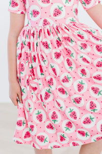 Strawberry Fields Short Sleeve Pocket Twirl Dress for Girls - The Palm Beach Baby Mila & Rose ®