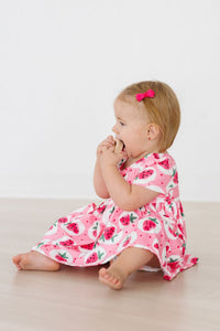 Strawberry Fields Short Sleeve Pocket Twirl Dress for Girls - The Palm Beach Baby Mila & Rose ®