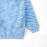 Classic Knit Baby Sweater in Baby Blue