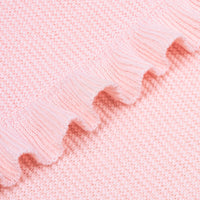 Ruffled Edge Knit Baby Blanket in Pink