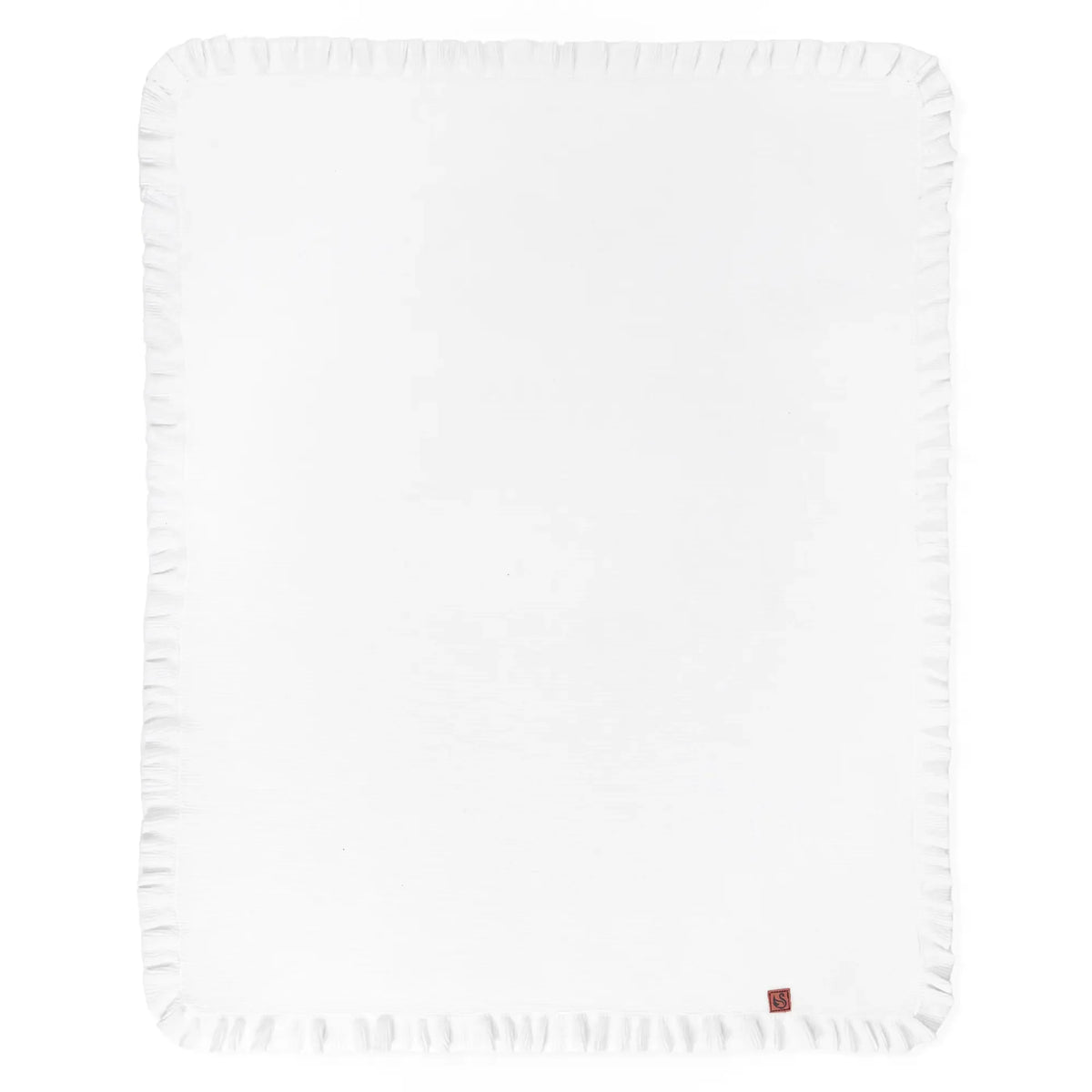 Ruffled Edge Knit Baby Toddler Blanket in Timeless Wentworth White