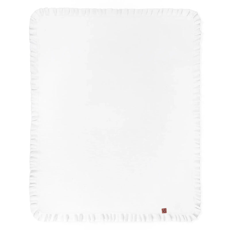 Ruffled Edge Knit Baby Toddler Blanket in Timeless Wentworth White