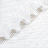 Ruffled Edge Knit Baby Toddler Blanket in Timeless Wentworth White