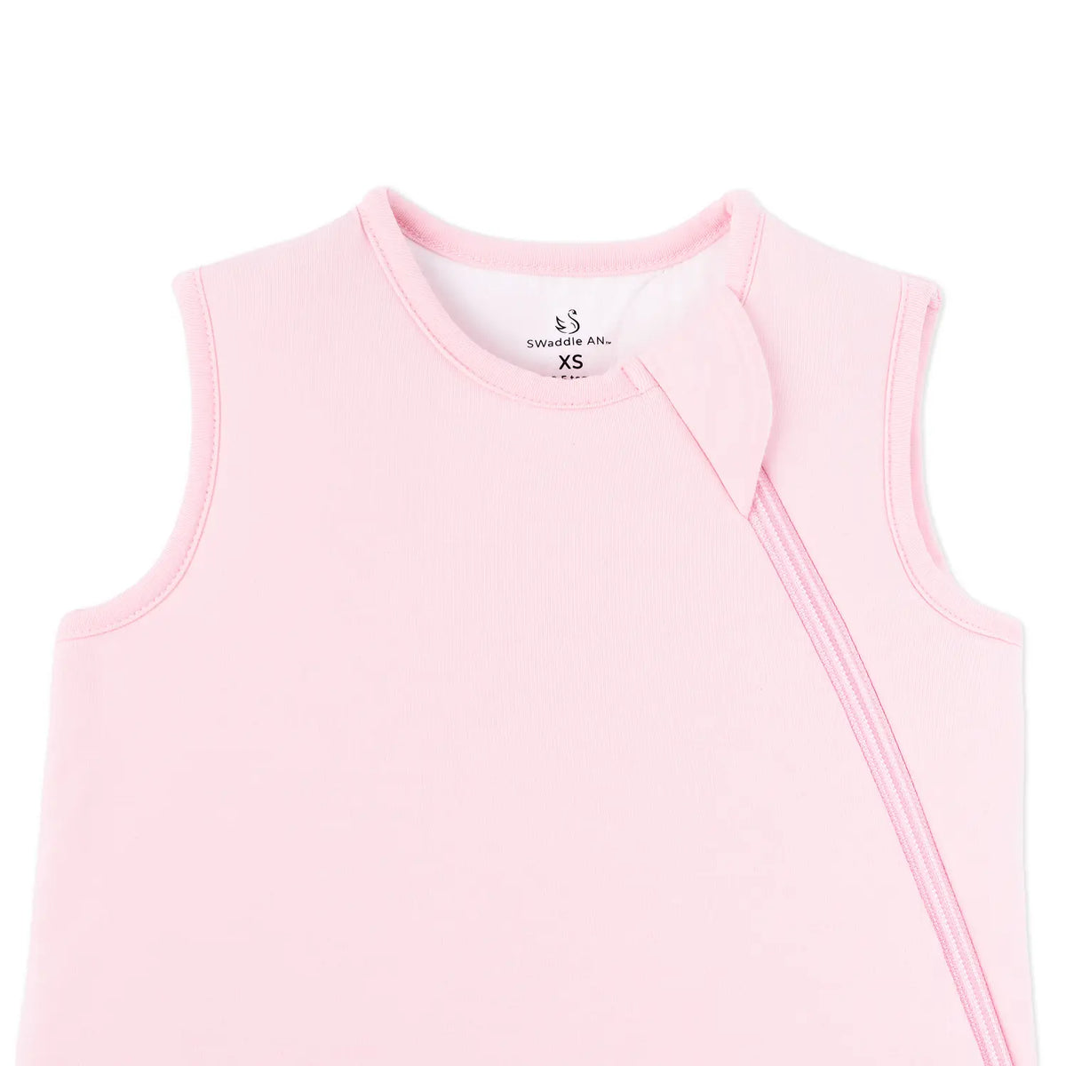 Seamless neckline detail of dusty rose baby sleep sack
