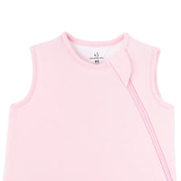 Seamless neckline detail of dusty rose baby sleep sack