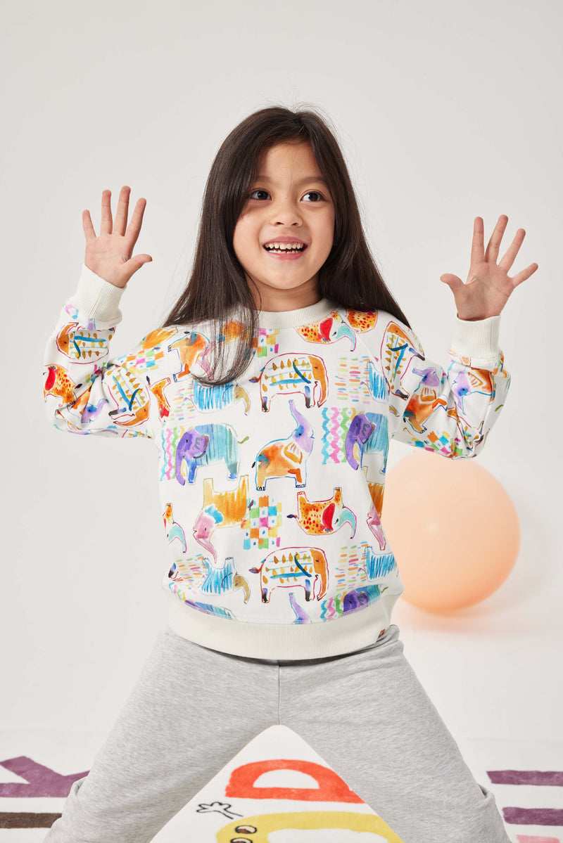 Watercolor Elephant Sweatshirt - The Palm Beach Baby