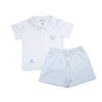 Golf Pima Short Play Set, Toddler Boys, White and Lt.Blue