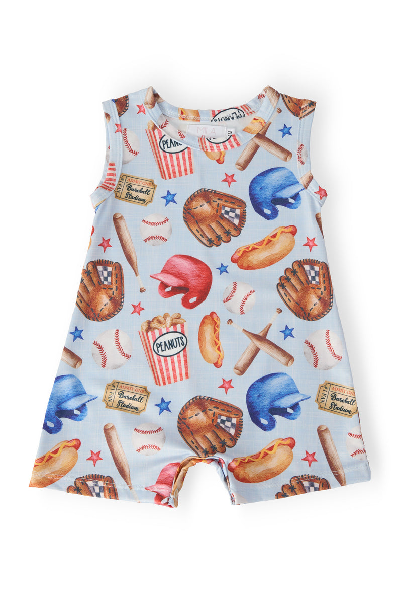 Take Me Out to the Ballgame Shorty One-Piece - The Palm Beach Baby Mila & Rose ®