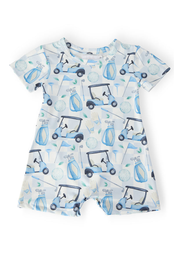 Tee Time Short Sleeve Shorty One Piece Romper for Babies - The Palm Beach Baby Mila & Rose ®