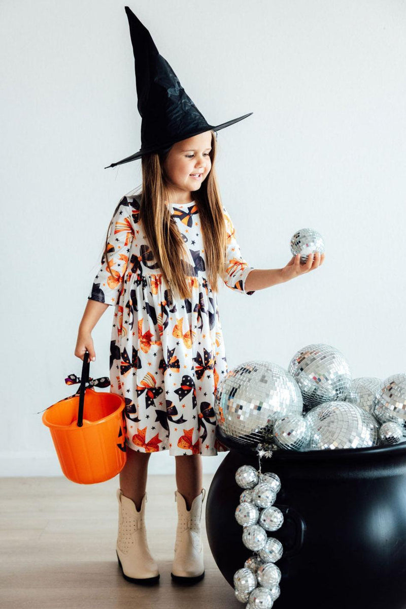 Trick or Twirl 3/4 Sleeve Pocket Twirl Dress - The Palm Beach Baby Mila & Rose ®